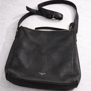 Tahari Black Leather Crossbody Bag Minimalist Shoulder Purse